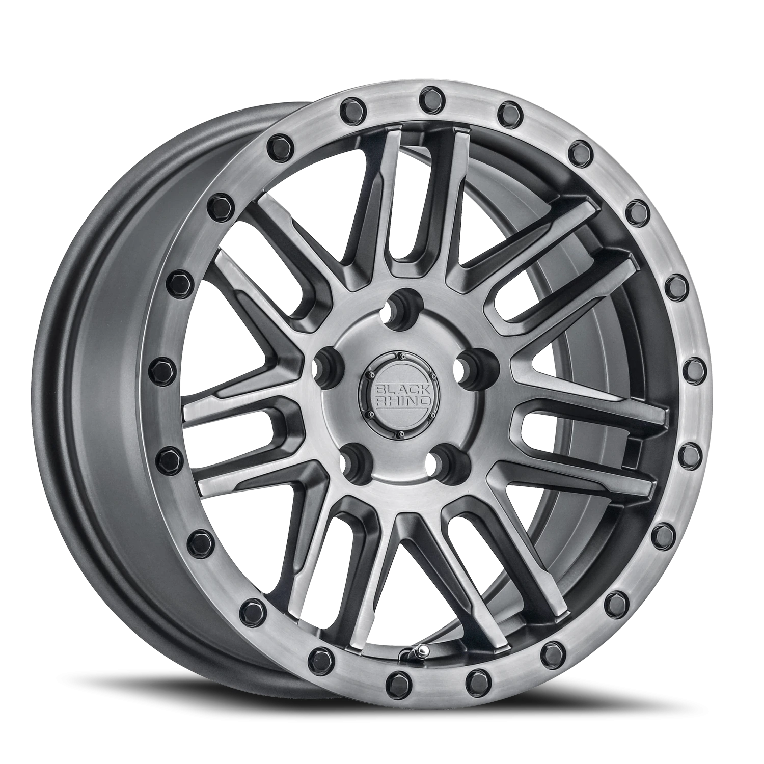 Black Rhino GM Arches  Brushed Gunmetal / Black Lip Edge-Black Bolts (18"x9.5", 6x114.3 Bolt Patt...