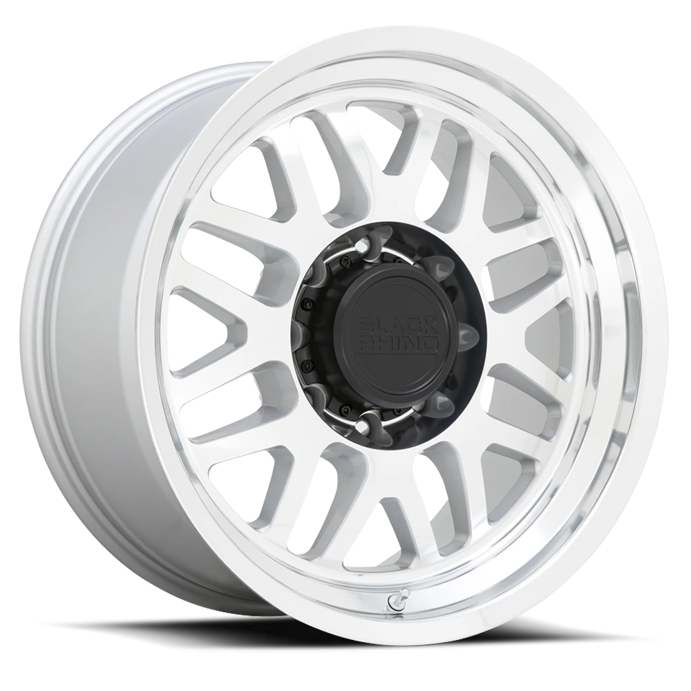 Black Rhino SL Delta  Gloss Silver / Mirror Face-Mirror Lip (18"x9.5", 8x170 Bolt Pattern, +-18mm...