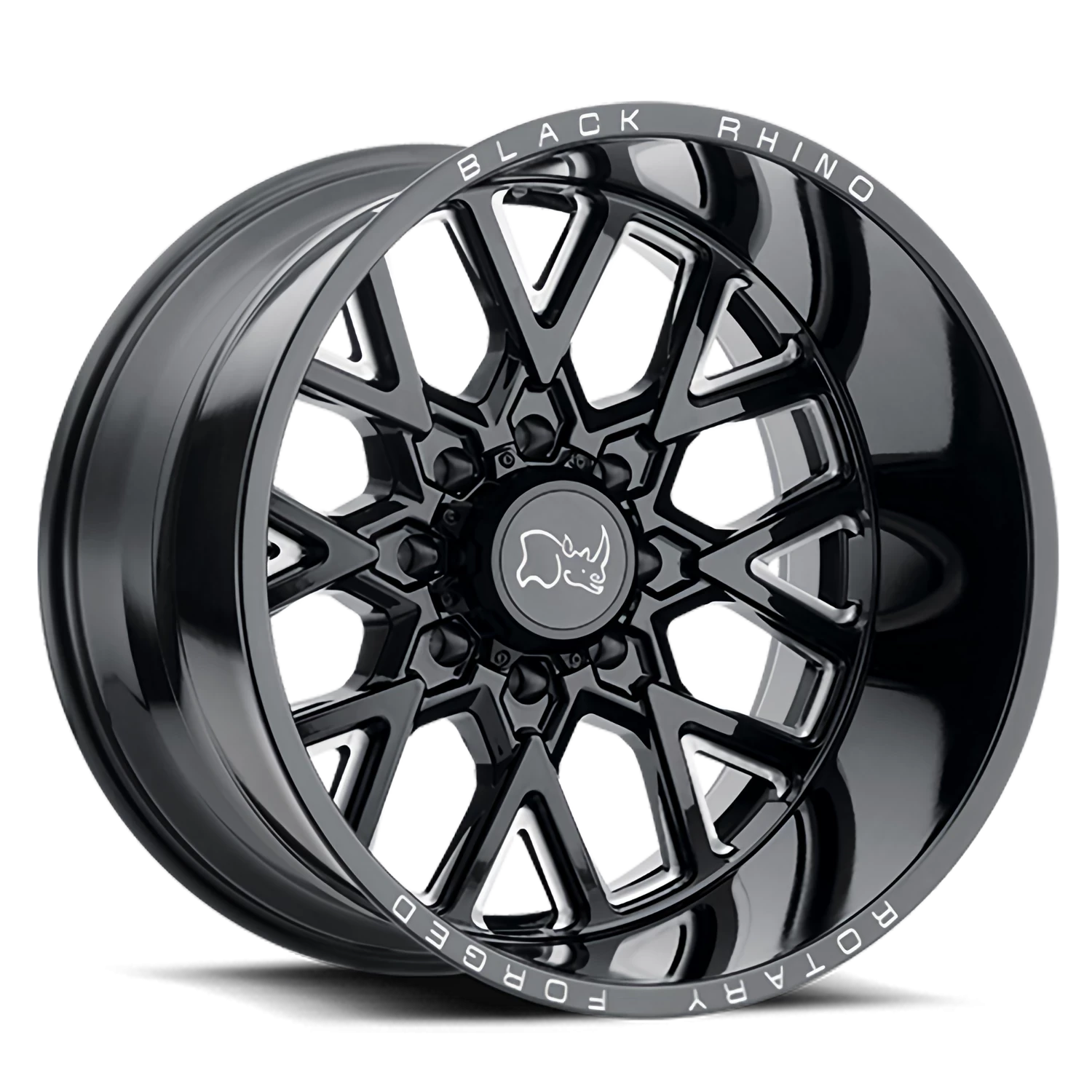 Black Rhino  Grimlock  Gloss Black / Milled Spokes (20"x11.5", 5x127 Bolt Pattern, +-44mm Offset,...