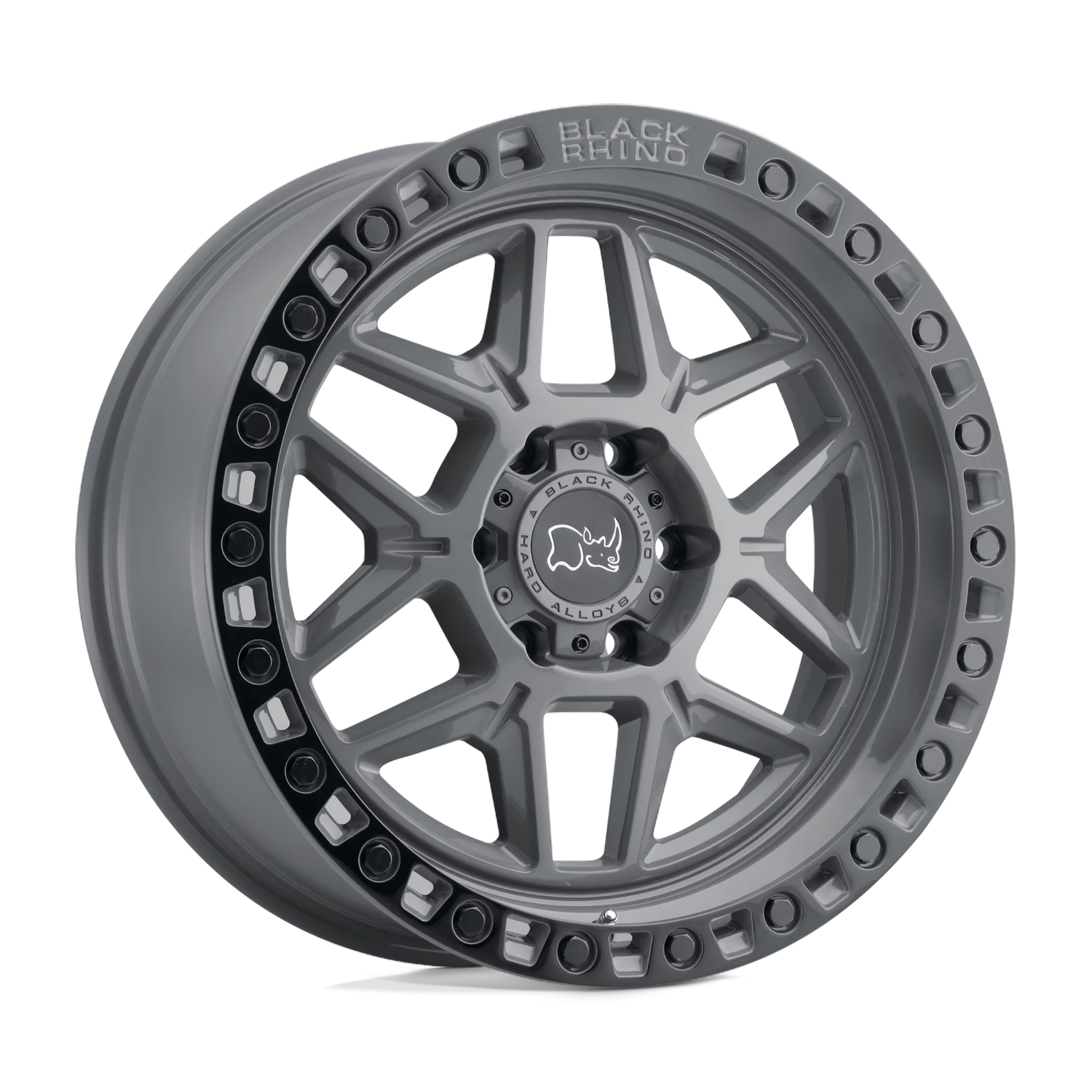 Black Rhino GY Kelso   Battleship Gray / Black Lip Edge-Black Bolts (17"x9", 5x114.3 Bolt Pattern...