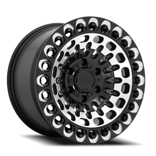 Black Rhino  Labyrinth  Gloss Black / Machined Face-Milled (17"x9.5", 8x165.1 Bolt Pattern, +-18m...