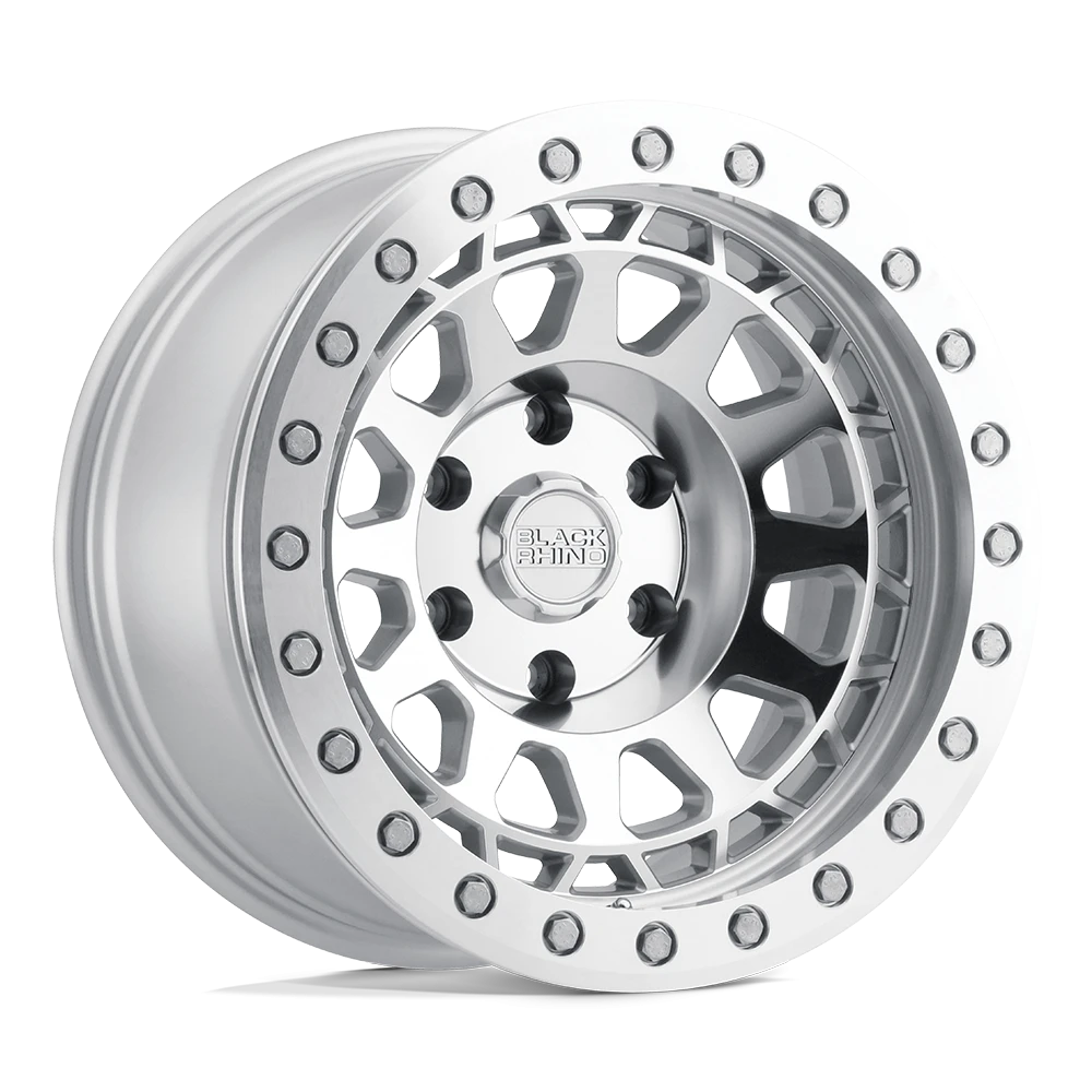 Black Rhino SL Primm Beadlock   Silver / Mirror Face-Silver Bolts (17"x8.5", 8x165.1 Bolt Pattern...