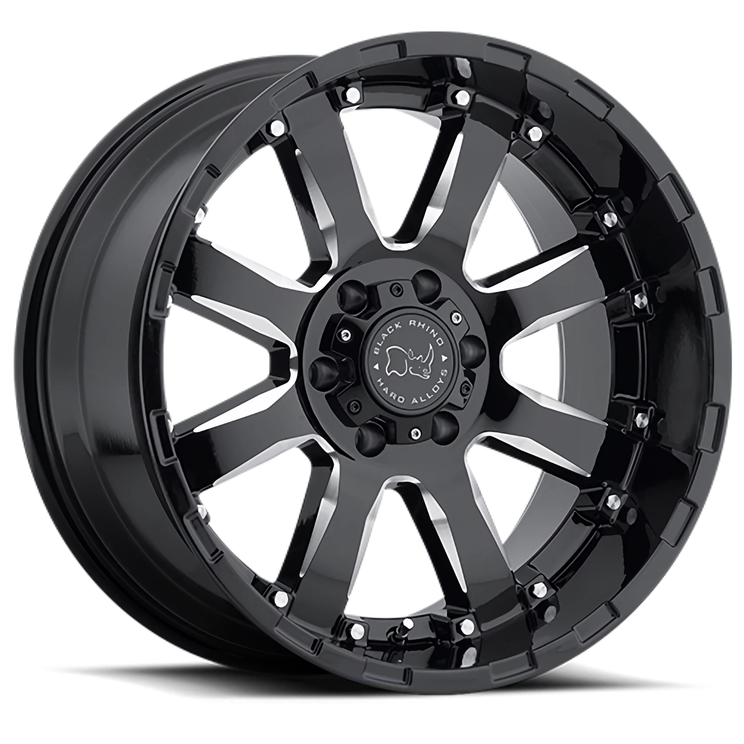 Black Rhino  Sierra  Gloss Black / Milled Spokes (17"x9", 6x120 Bolt Pattern, +12mm Offset, 67.1m...