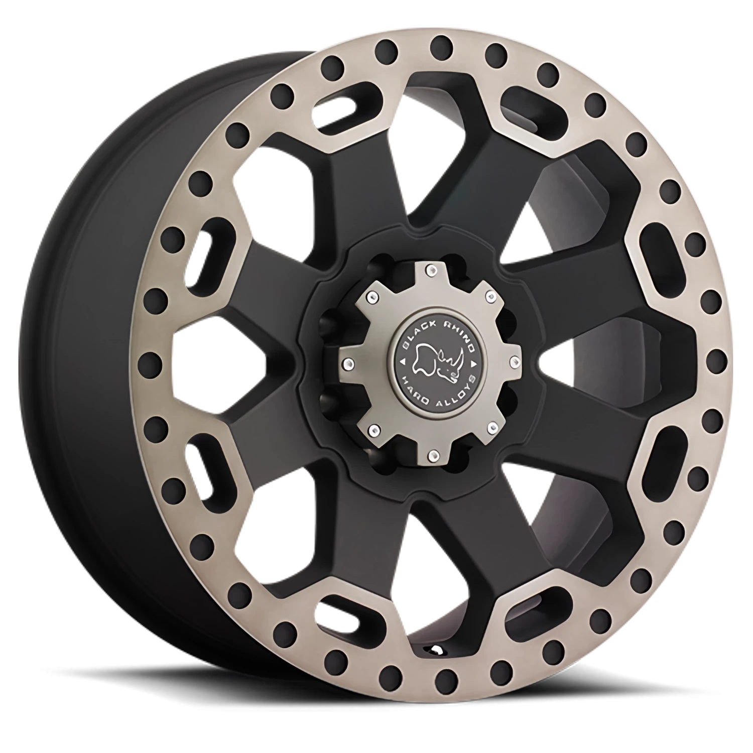 Black Rhino BK Warlord  Matte Black / Machined Dark Tint Lip (17"x9", 8x165.1 Bolt Pattern, +-12m...