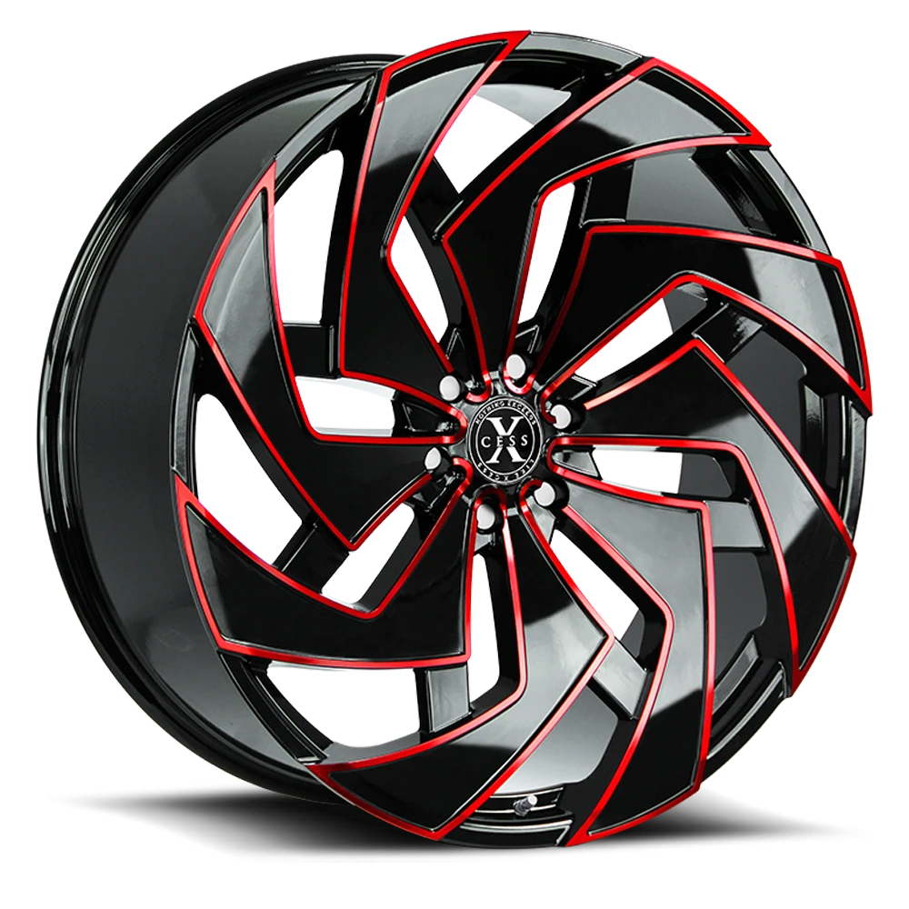 X04 GBMLR Gloss Black / Candy Red Milled