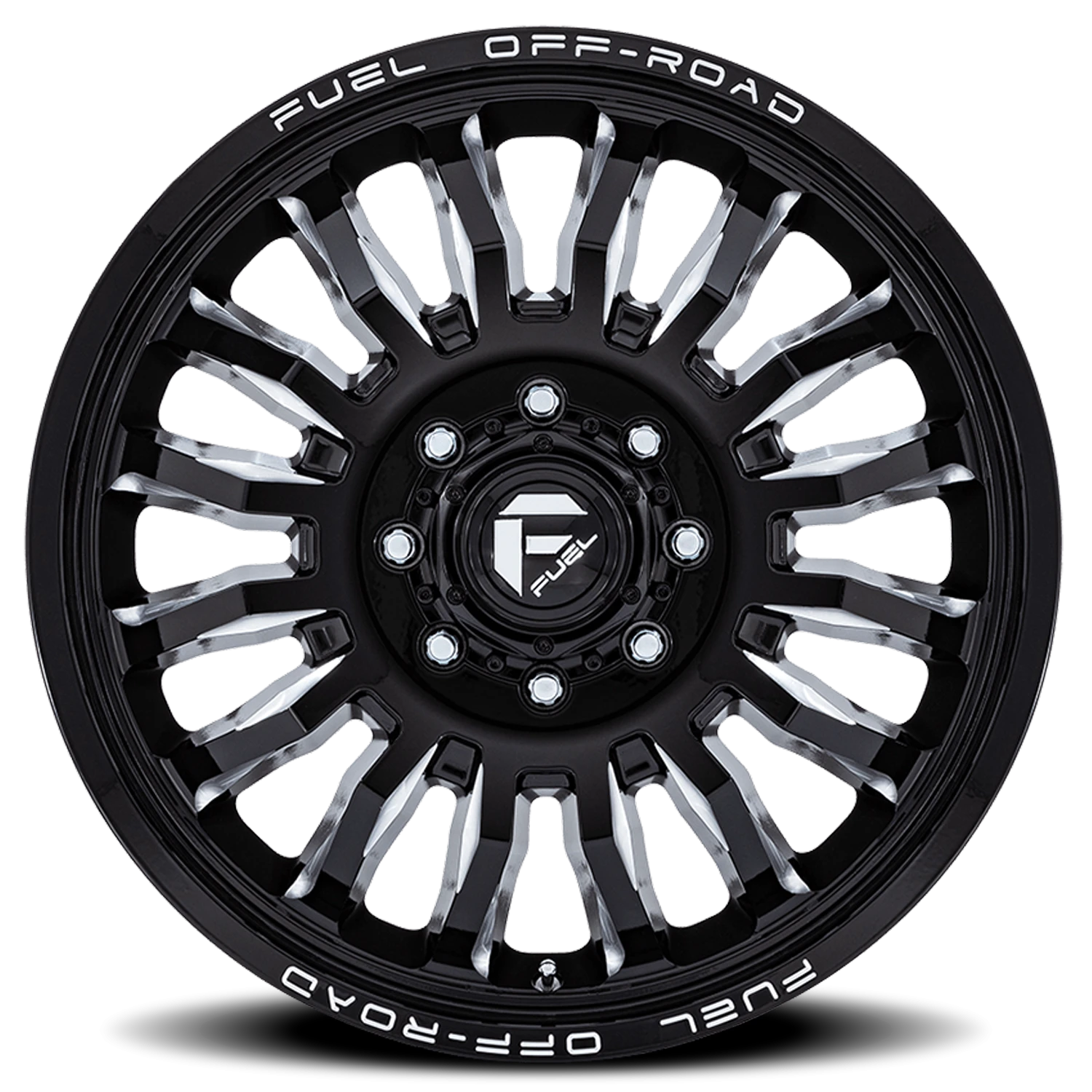 https://wheels.autosyncstudio.com/webp/Fuel/Arc-Dually_D868_Gloss_Black_Milled_Front_0003.webp