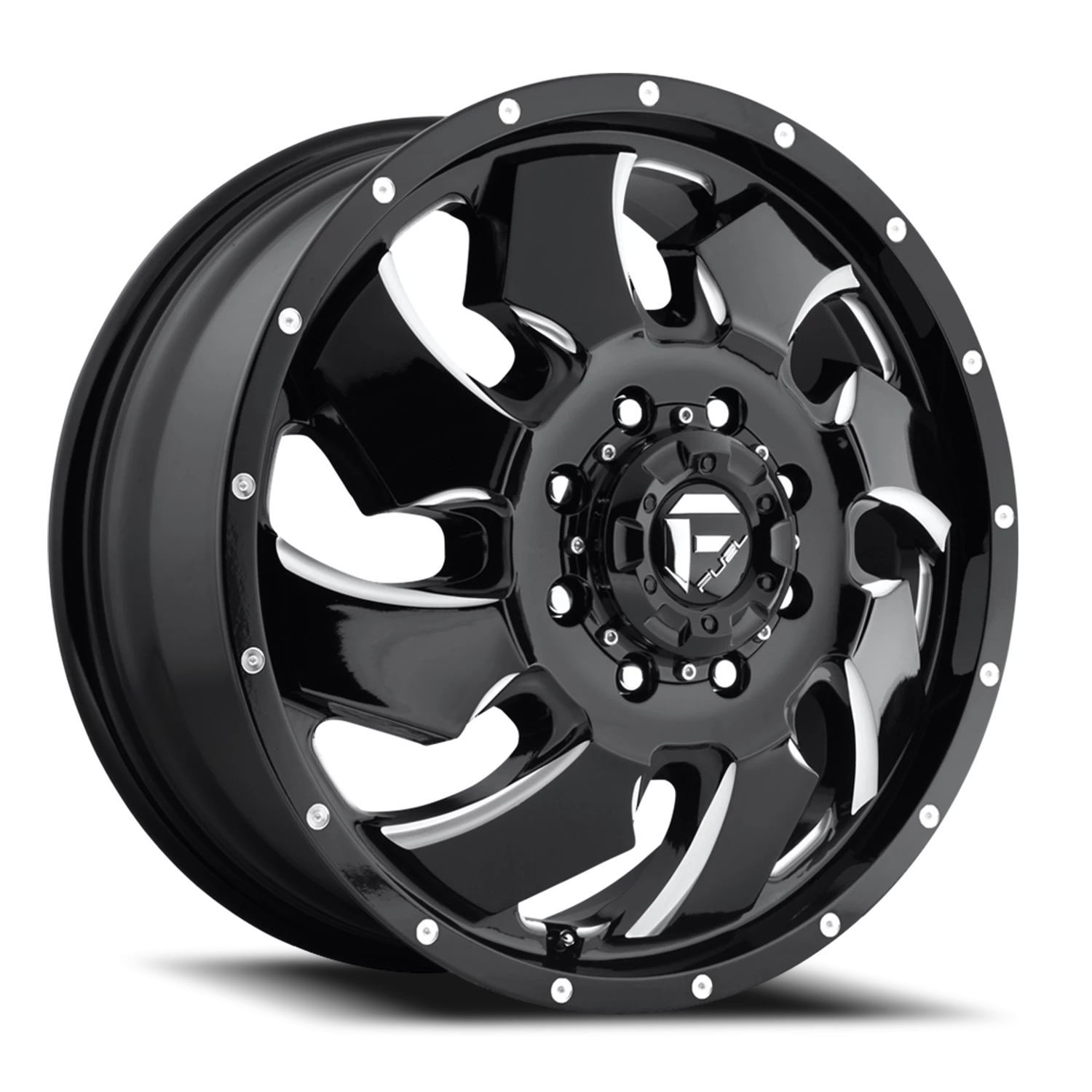 https://wheels.autosyncstudio.com/webp/Fuel/Cleaver-Dually_D574_Gloss_Black_Milled_8-lug_Front_0001.webp