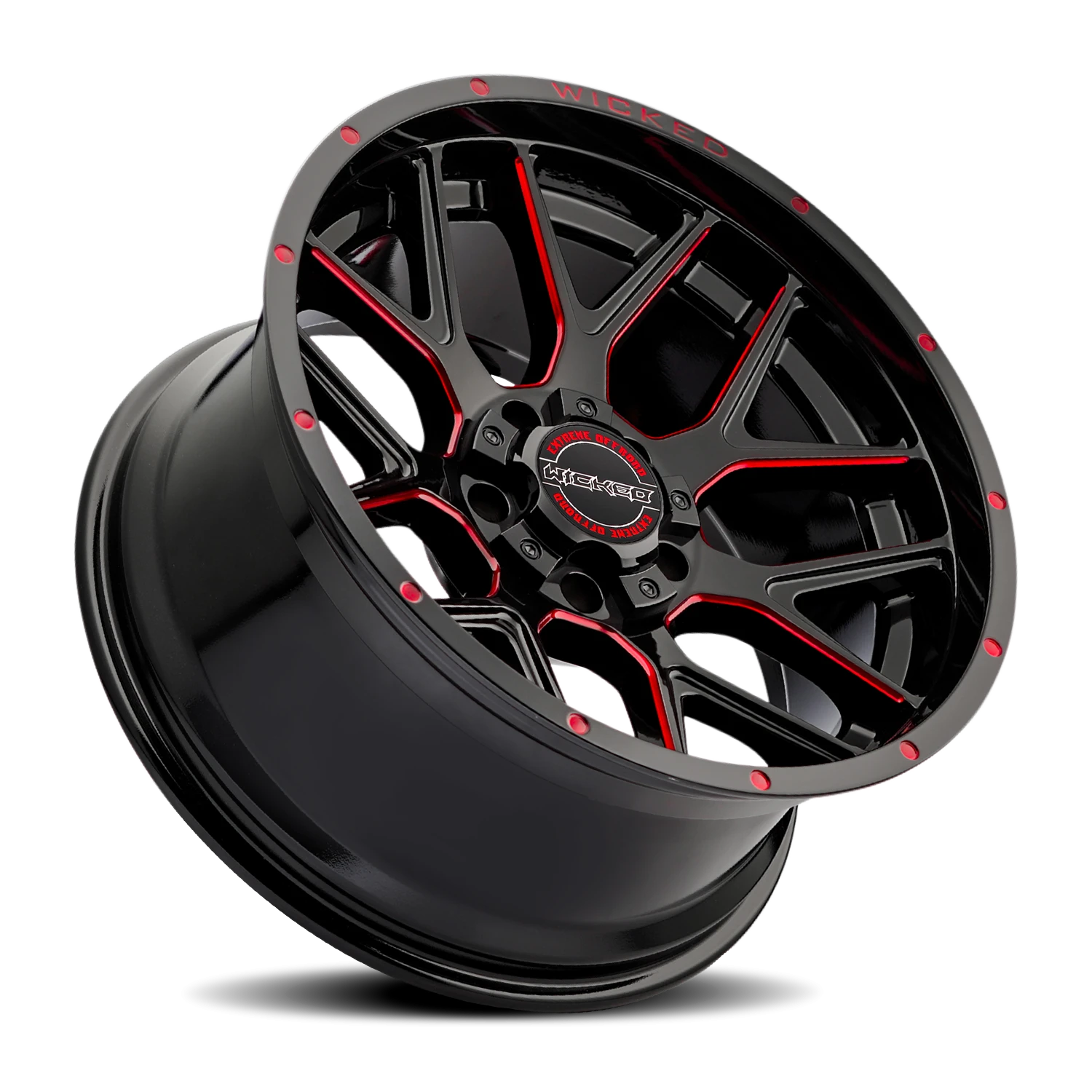 https://wheels.autosyncstudio.com/webp/Wicked/W903_RT_Gloss_Black_Milled-Name-Milled-Rivets-Red-Tint_6-lug_0002.webp