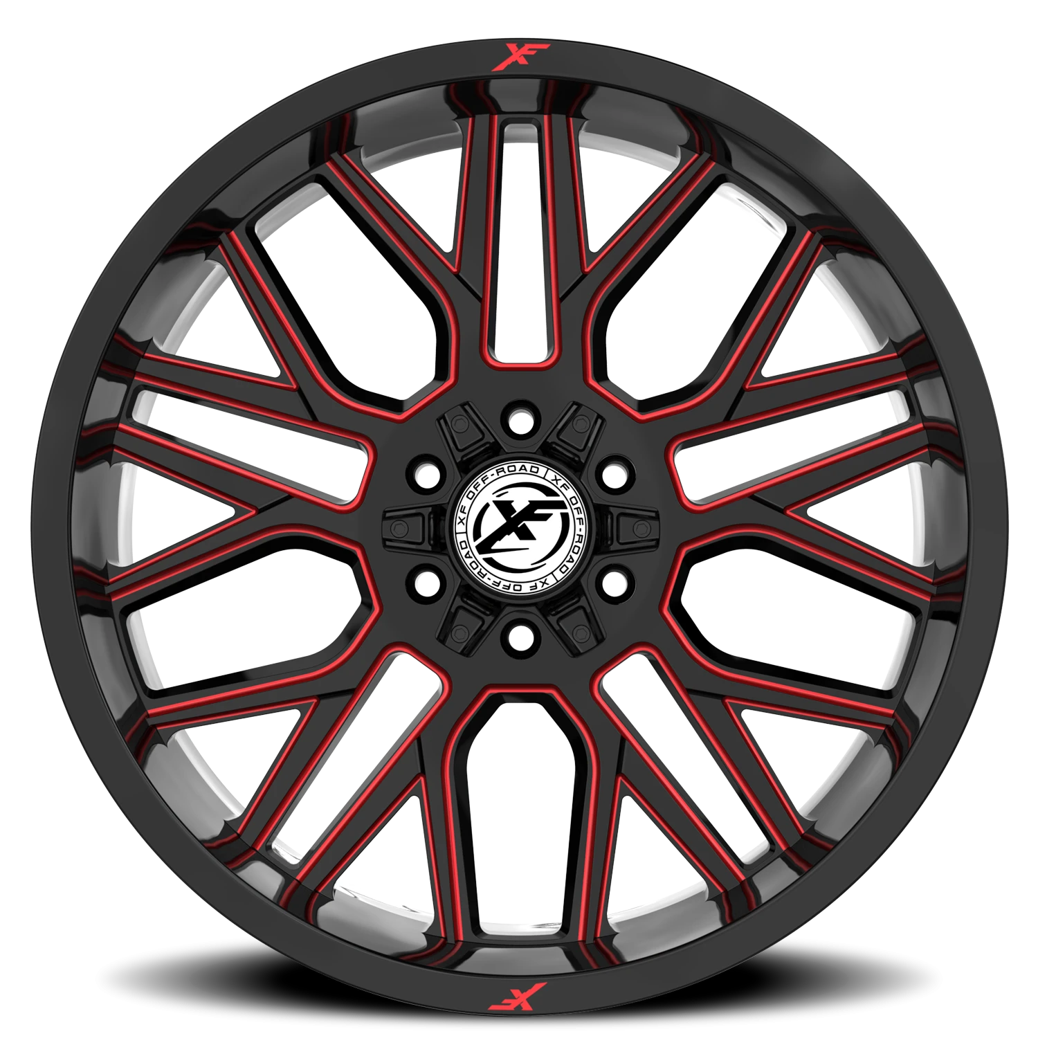 https://wheels.autosyncstudio.com/webp/XF_Off-Road/XF-235_GBMR_Gloss_Black_Red-Milled_0003.webp