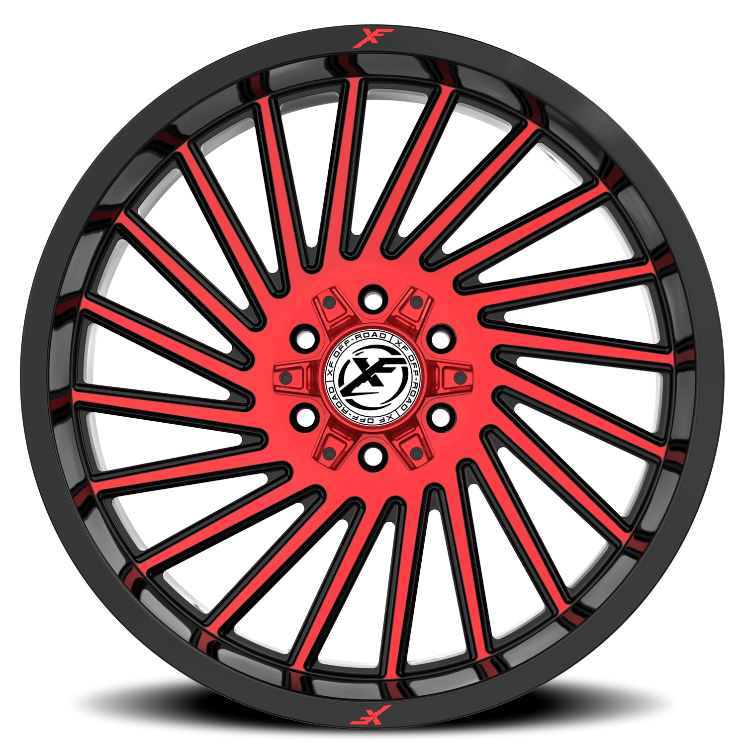 https://wheels.autosyncstudio.com/webp/XF_Off-Road/XF-239_GBR_Gloss_Black_Machined-Red-Red-Milled_0003.webp